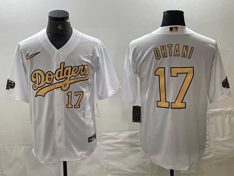 Men%27s Los Angeles Dodgers #17 Shohei Ohtani Number White 2022 All Star Stitched Cool Base Nike Jerseys